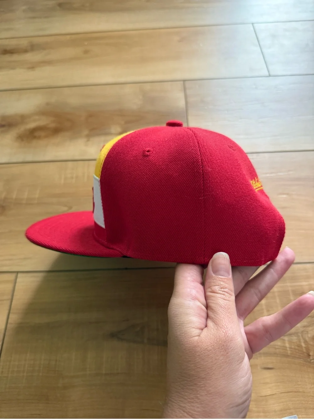 Mitchell & Ness Kansas City Chiefs Red and Yellow Kids Snapback